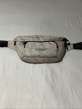 Neutral Zebra-Print Waist Bag with Front Pocket
